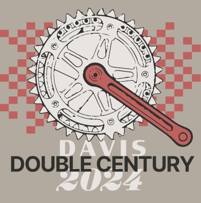 Image of bicycle crank and Davis Double Century label