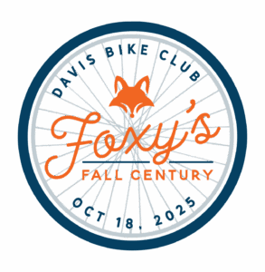 Foxy's Fall Century Logo Foxy head image over a bike wheels