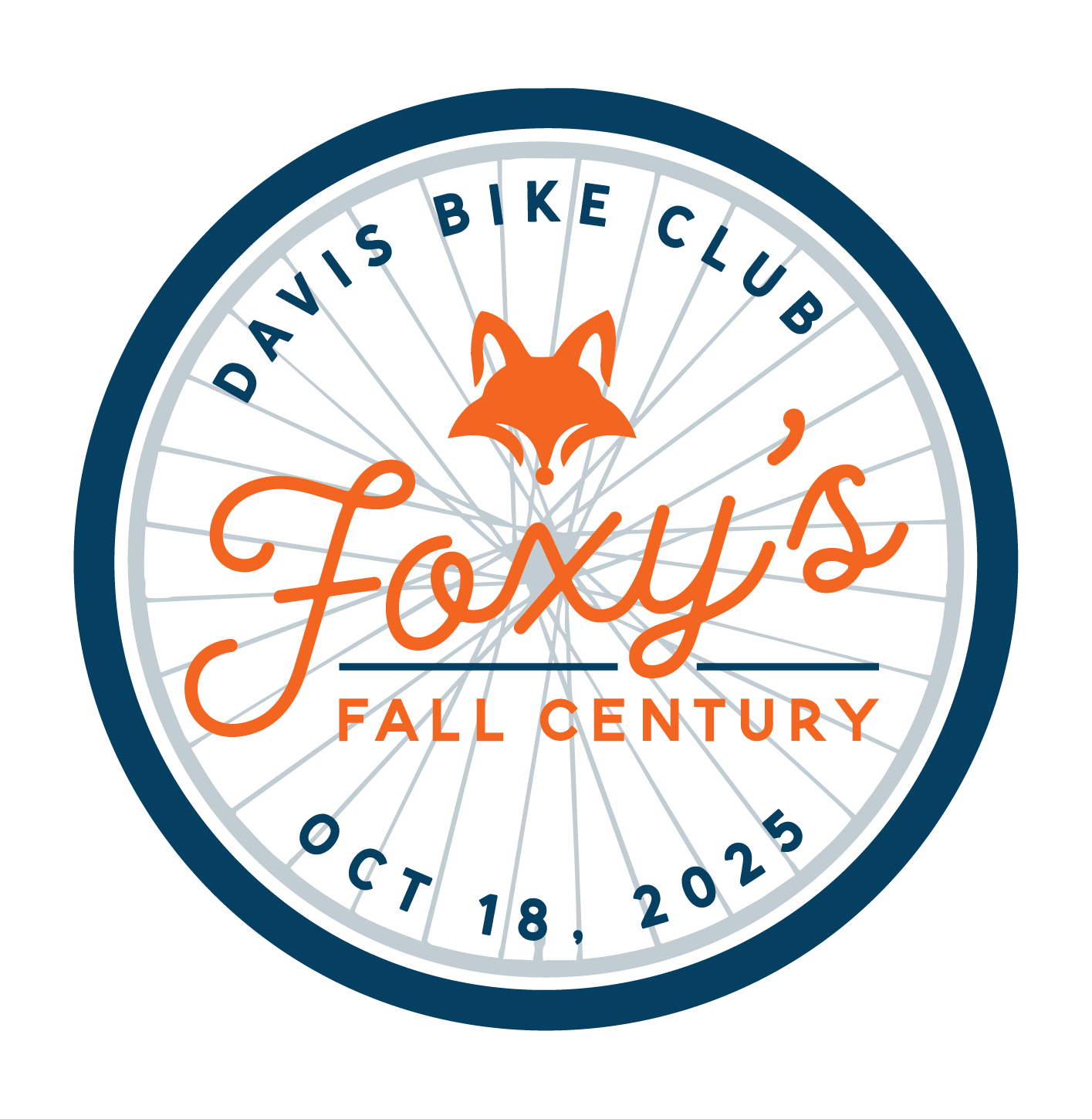 Foxy's Fall Century Logo Foxy head image over a bike wheels